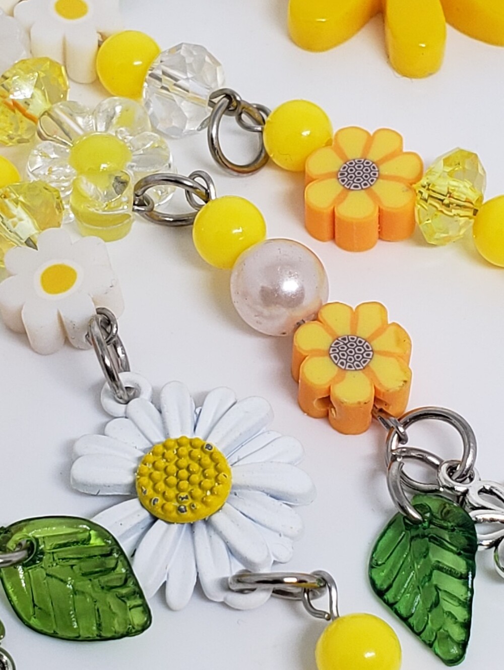 Handmade beaded boho sunflower ladybug daisy keychain bag charm - Picture 12 of 13
